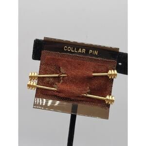 Vintage Gold Tone Collar Pins Set Original Card 1940s 1950s